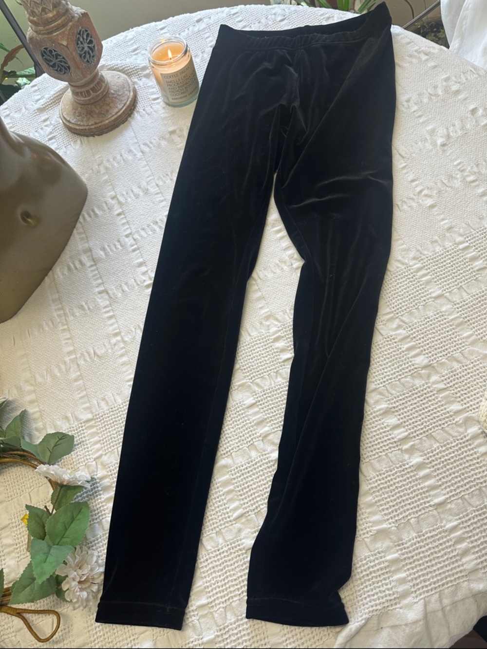 Black Velvet Leggings — Women's Stretch Velvet Pants